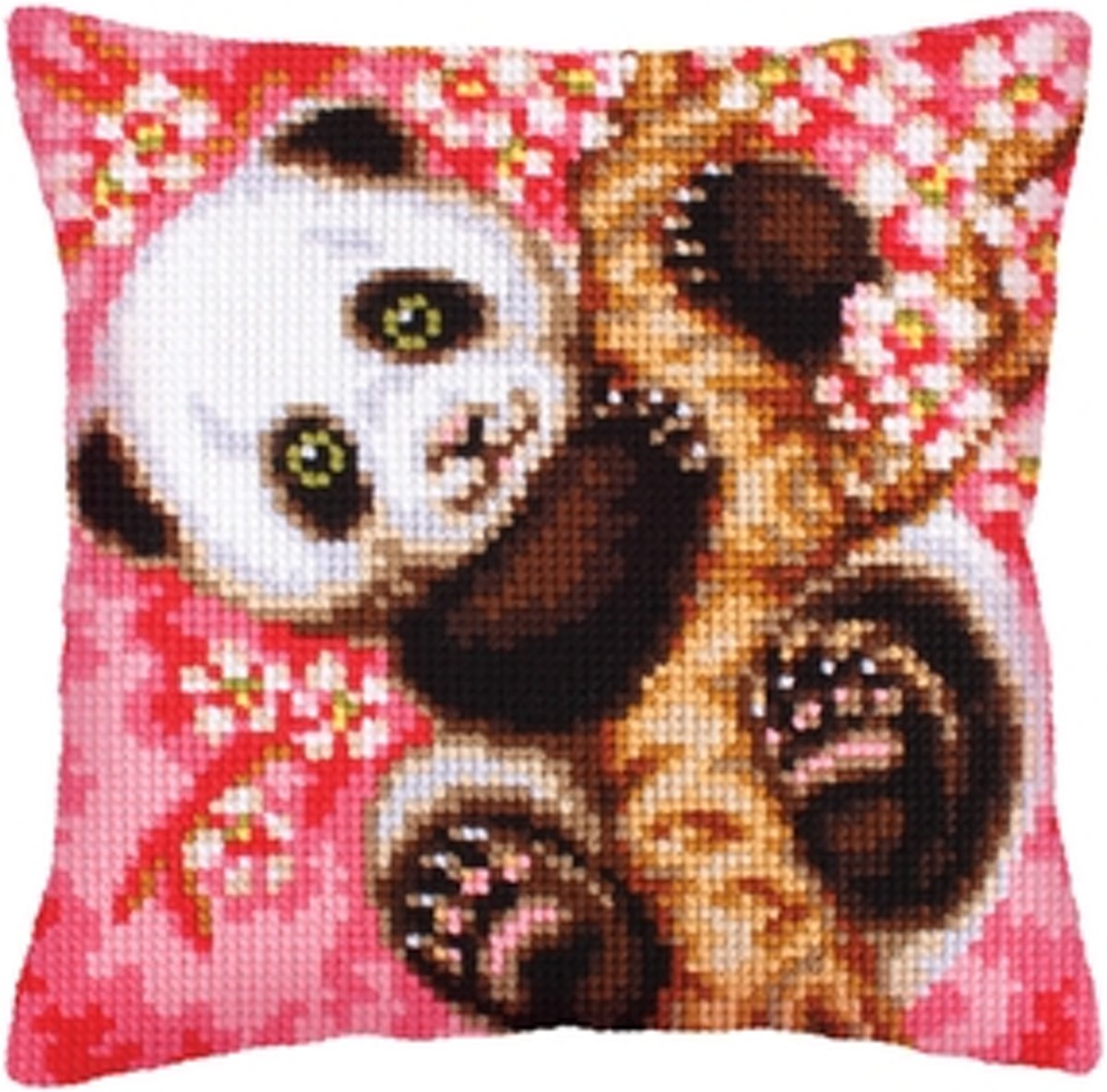 Voorbedrukt kruissteek Kussenpakket Hoera! Het is lente! panda Collection dArt 5242